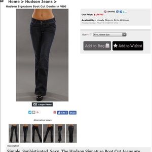 Hudson Signature bootcut jeans mid rise! Size 27